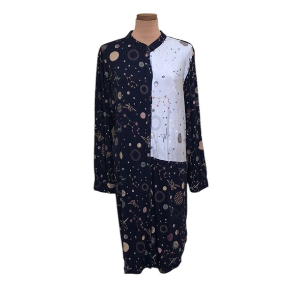 Hale Bob Celestial Night Gown Size XL Navy Blue Constellation Origami Print - Picture 1 of 10